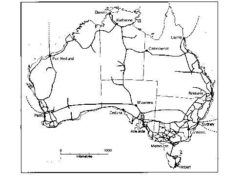 Figure 4: The Telstra Fibre-optic Telecommunications Network