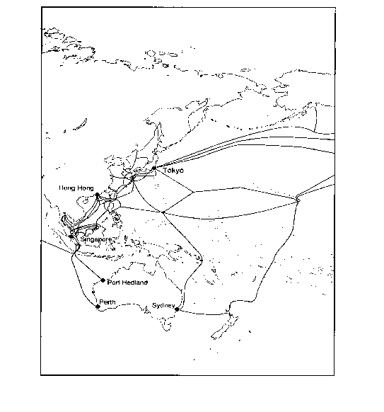 Figure 5: Australia's Links to the International Submarine Cable Telecommunications Network